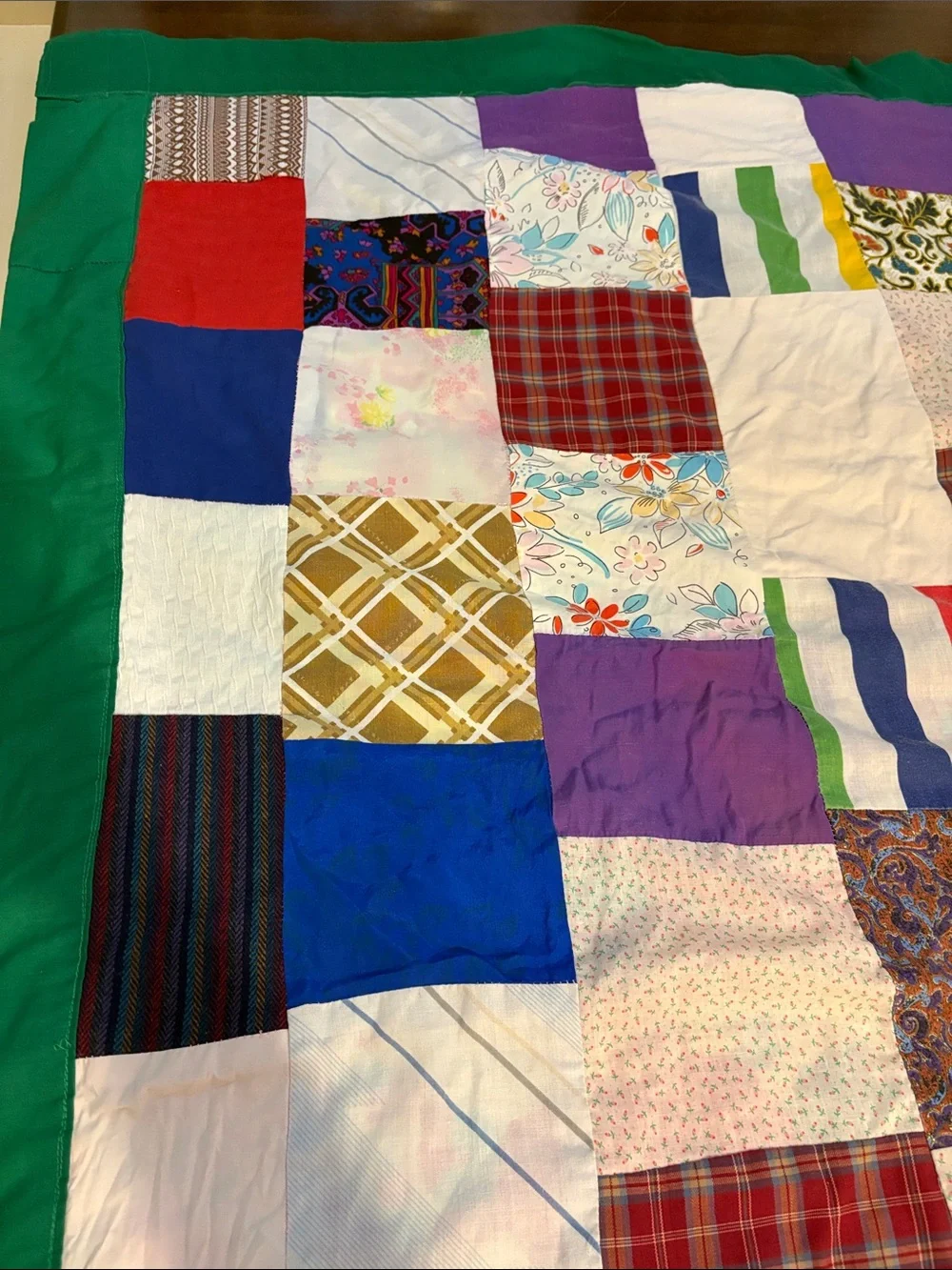 Hand Crafted Multicolor Patchwork Quilt - Floral,Mickey mouse & Plaid Squares